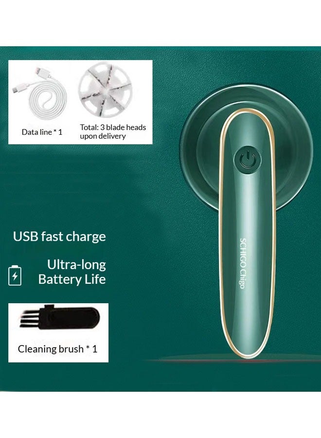 CHIGO Lint Remover,Fabric Shaver, For Clothing Furniture Carpet Lint Balls Bobbles, Includes Cleaning Machine Brush And A Usb Cable, Green - Image 1